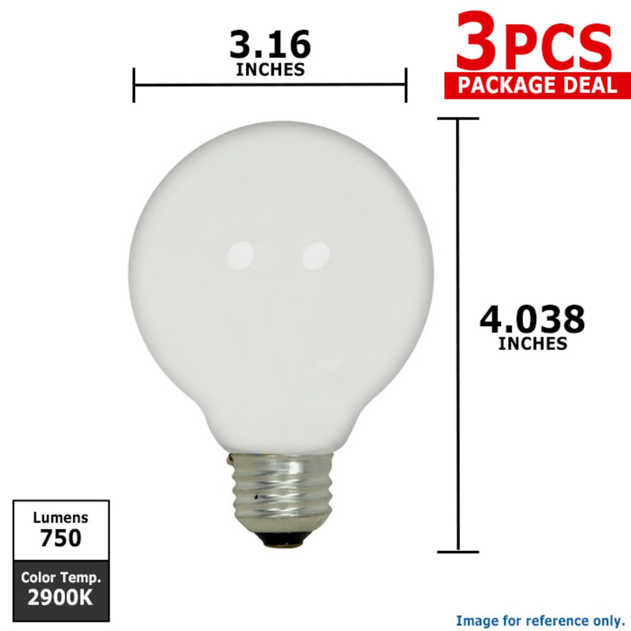 Satco 43w 120v G25 Globe White Halogen Light Bulb E26 Medium base 3PK